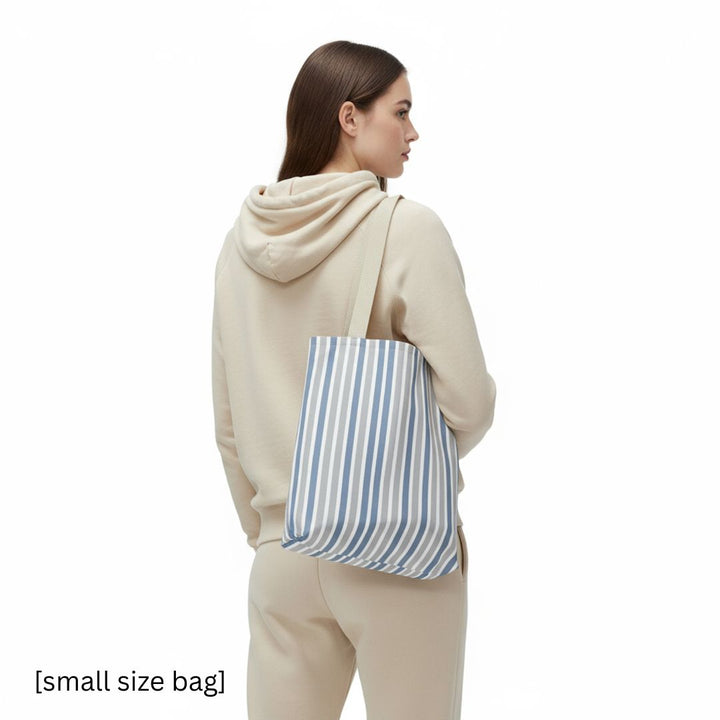 Blue Stripes Print Tote Bag