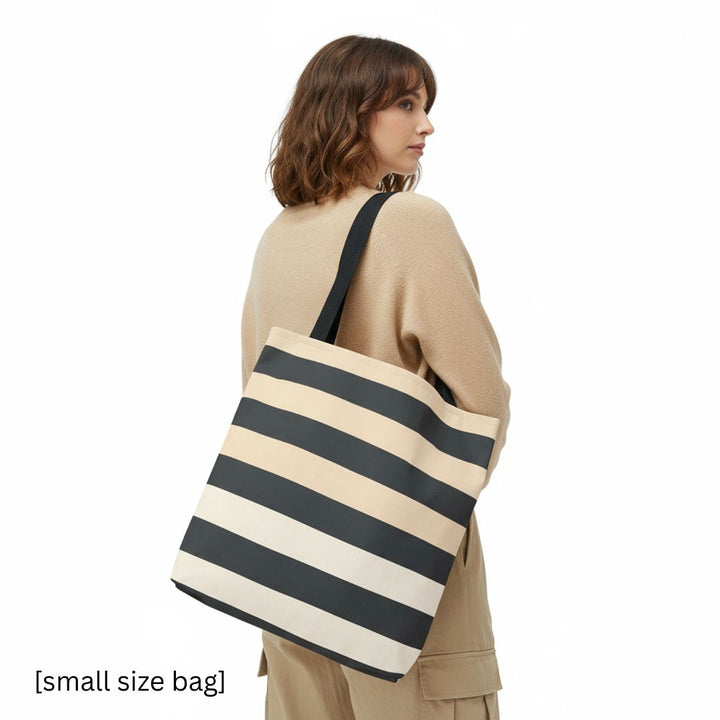 Brown Stripe Horizontal Print Tote Bag