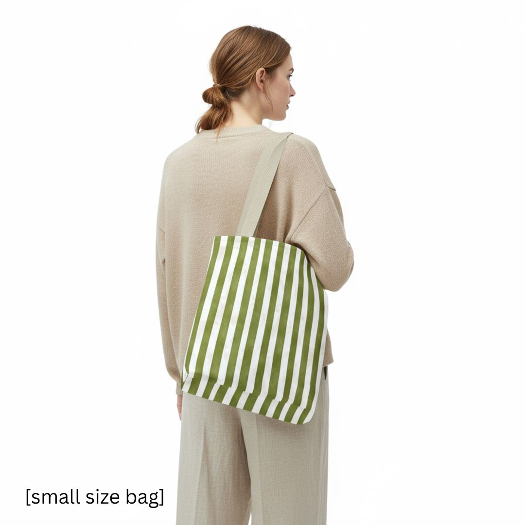 Green Stripes 2 Print Tote Bag