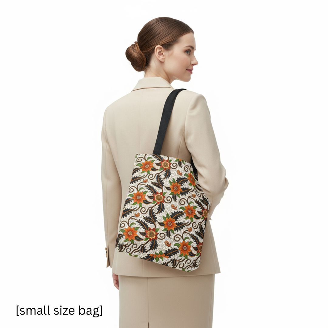 Batik Print Tote Bag -   Aesthetic Floral 2