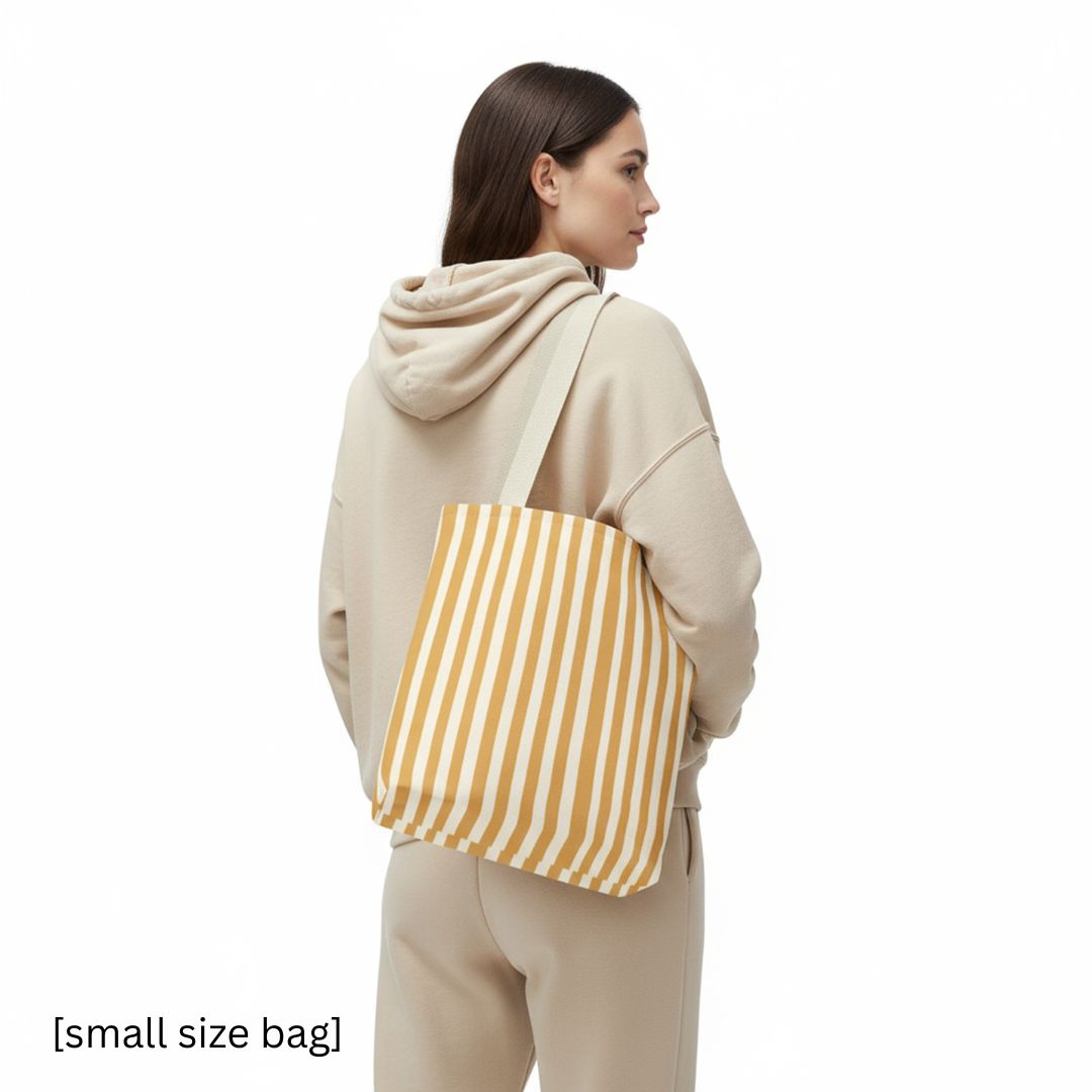 Yellow Stripes Print Tote Bag