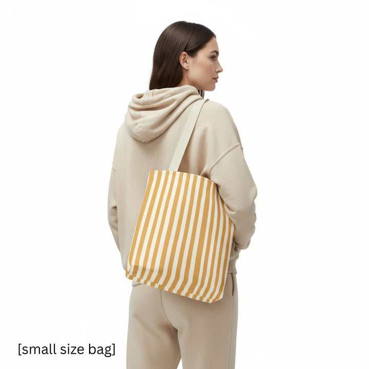 Yellow Stripes Print Tote Bag