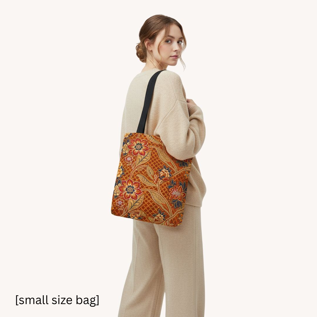 Modern Batik Print Tote Bag -  Orange 2