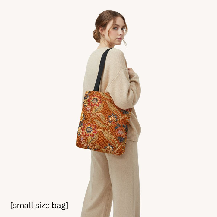 Modern Batik Print Tote Bag -  Orange 2