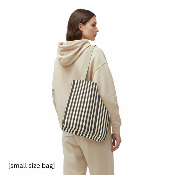 Brown Stripe Print Tote Bag