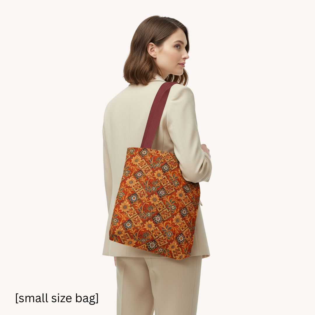 Modern Batik Print Tote Bag -  Orange 1