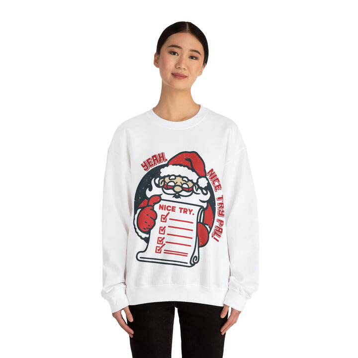 Unisex Heavy Blend™ Crewneck Sweatshirt, Santa's Nice Try List