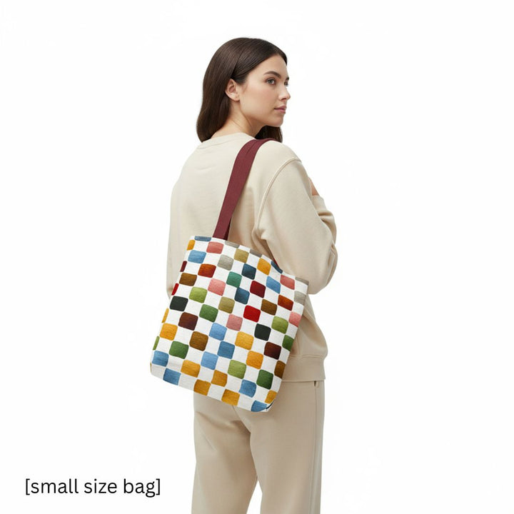 Multicolor Checkers Print Tote Bag