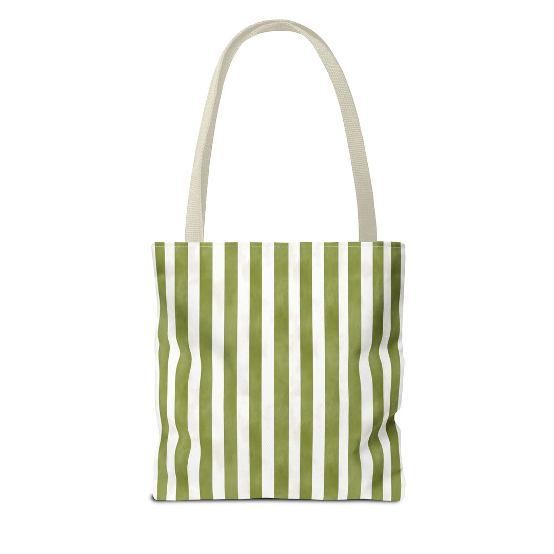 Green Stripes 2 Print Tote Bag
