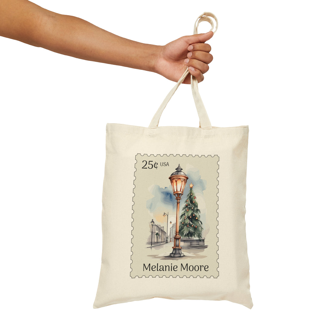Personalized Cotton Canvas Tote Bag Postage Stamp Of City Design 1