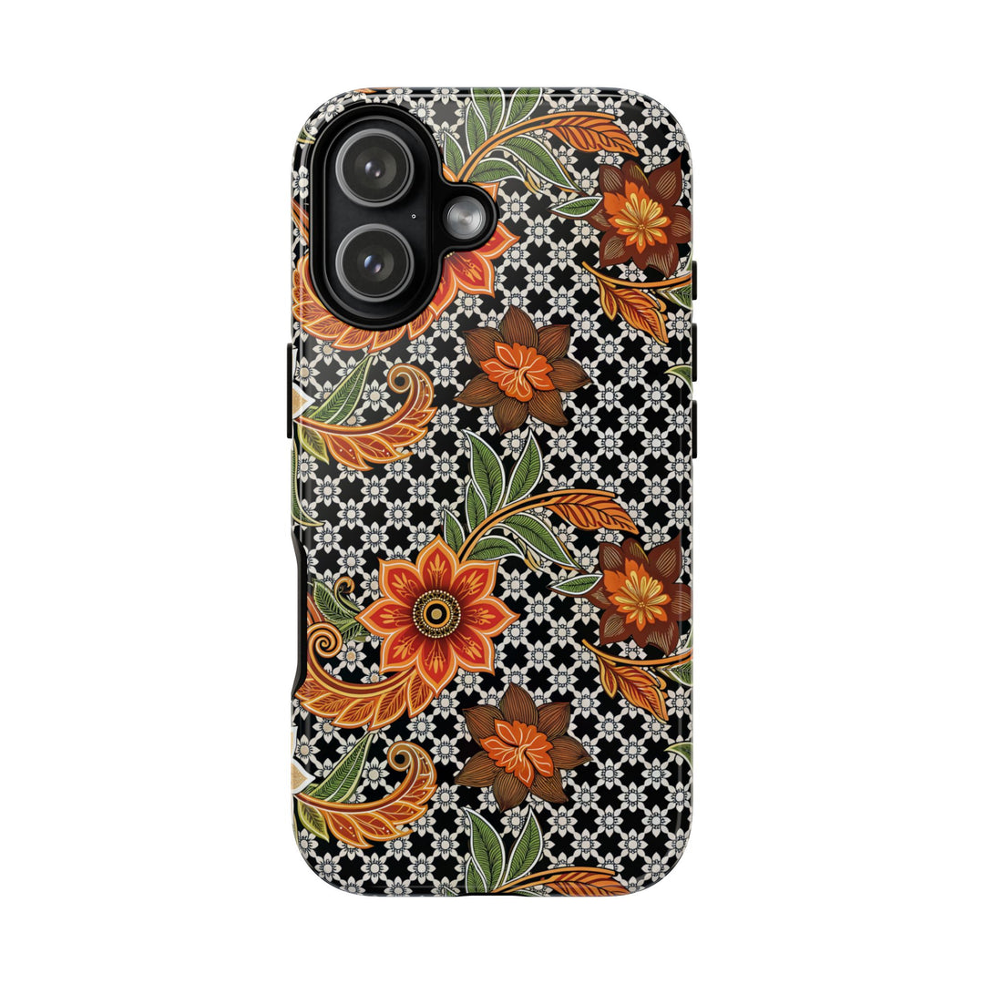 Modern Batik Pattern Tough Phone Cases Personalizable - Aesthetic Floral 4