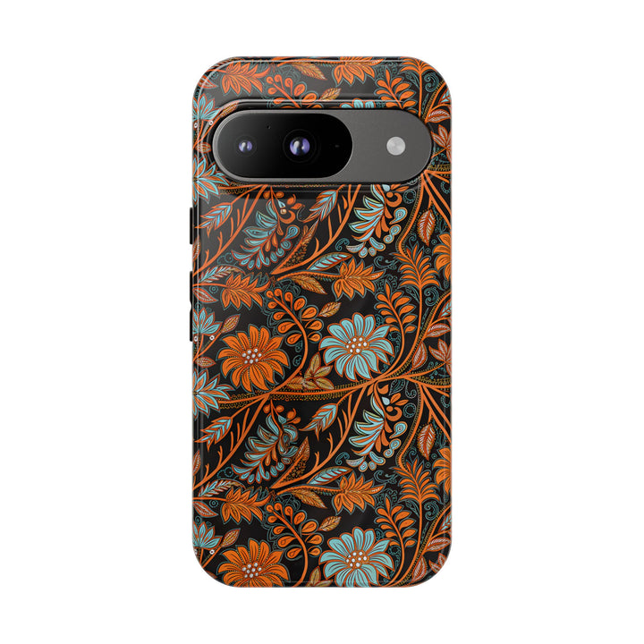 Modern Batik Pattern Tough Phone Cases Personalizable - Orange Teal 2