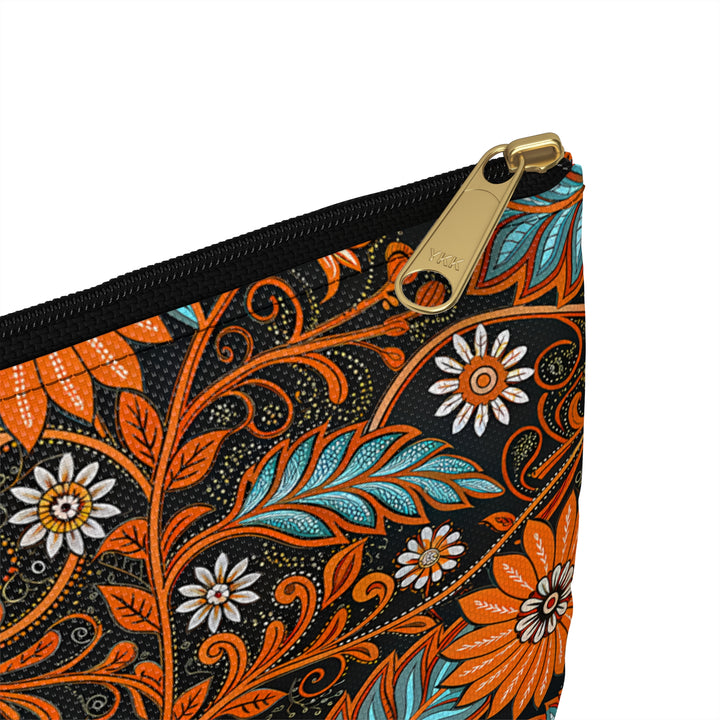 Batik Print Makeup And Accessory Pouch - Orange Teal 1
