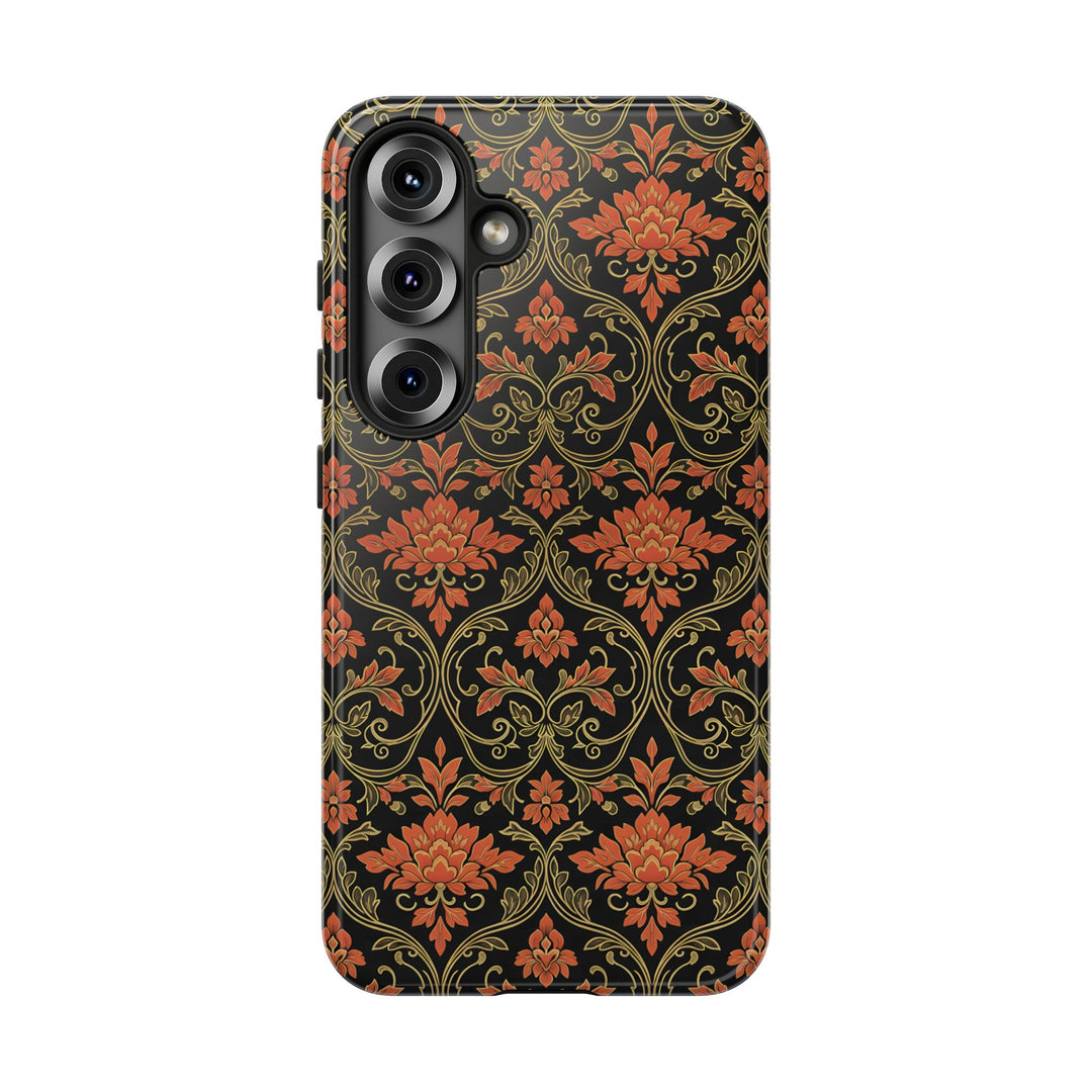 Traditional Batik Pattern Tough Phone Cases Personalizable - Orange Floral