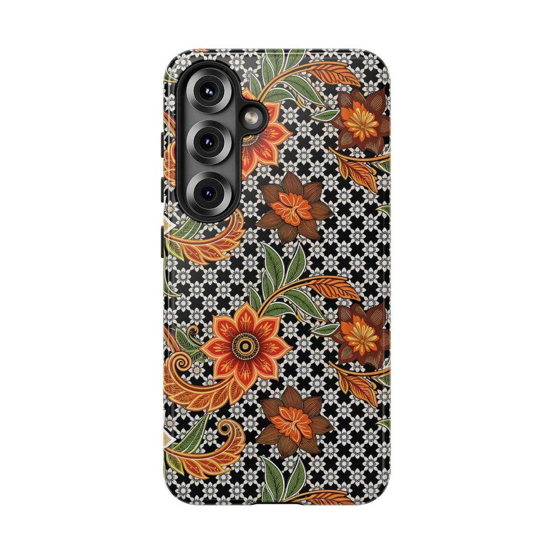 Modern Batik Pattern Tough Phone Cases Personalizable - Aesthetic Floral 4