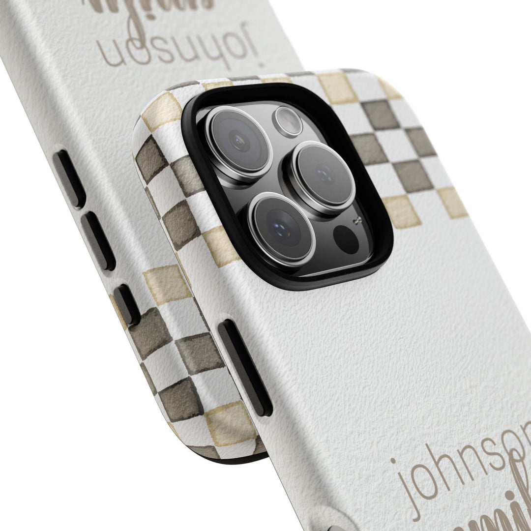 Personalized Tough Cases - Minimalist Grey Checker 1