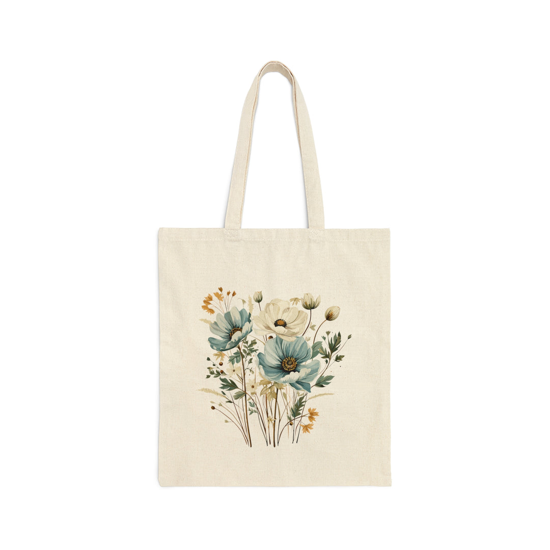 Bouquet Of Wildflower Blue Meadow Cotton Canvas Tote Bag