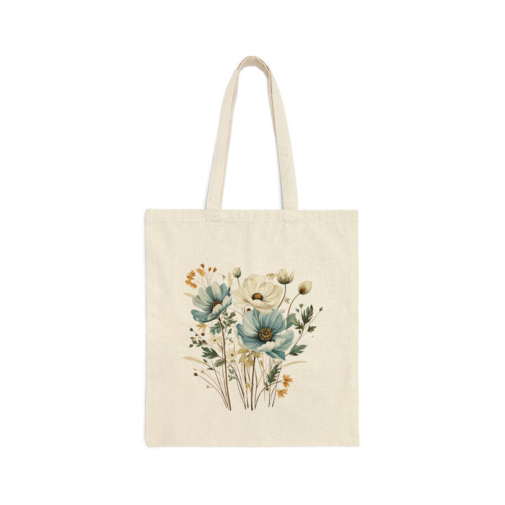 Bouquet Of Wildflower Blue Meadow Cotton Canvas Tote Bag