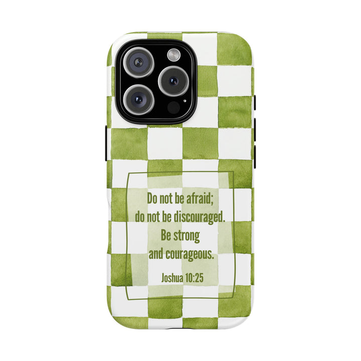 Personalized Tough Phone Case Green Checkered Pattern