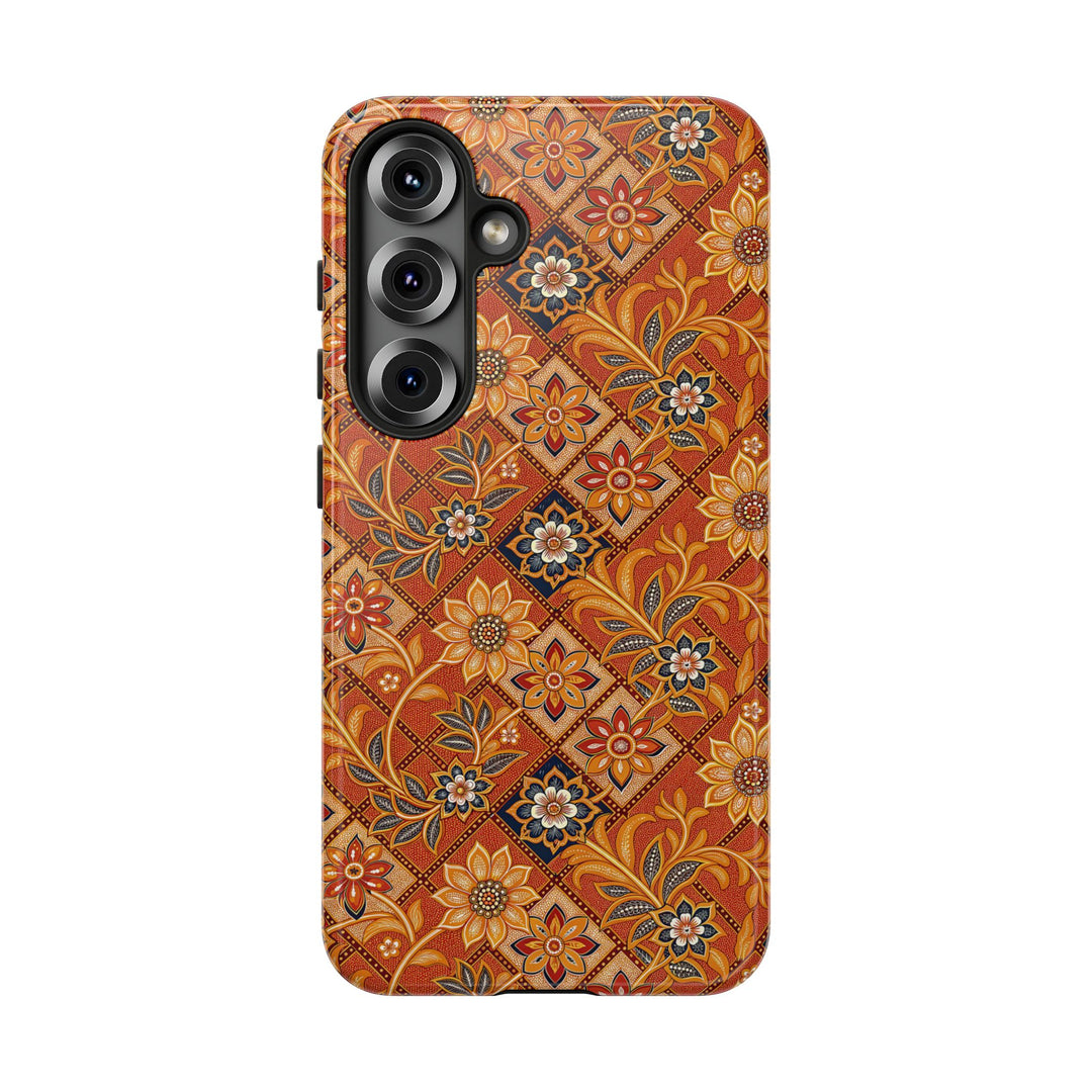 Modern Batik Pattern Tough Phone Cases Personalizable - Orange 1