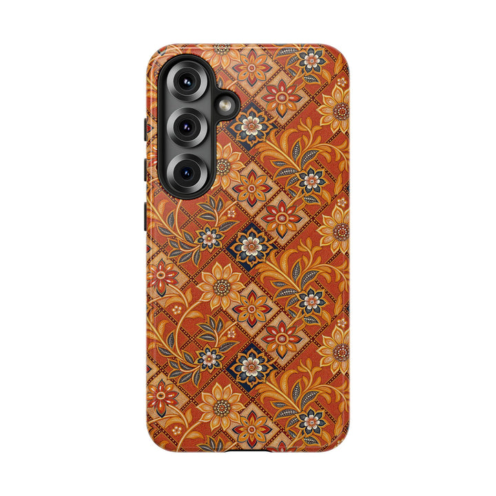 Modern Batik Pattern Tough Phone Cases Personalizable - Orange 1