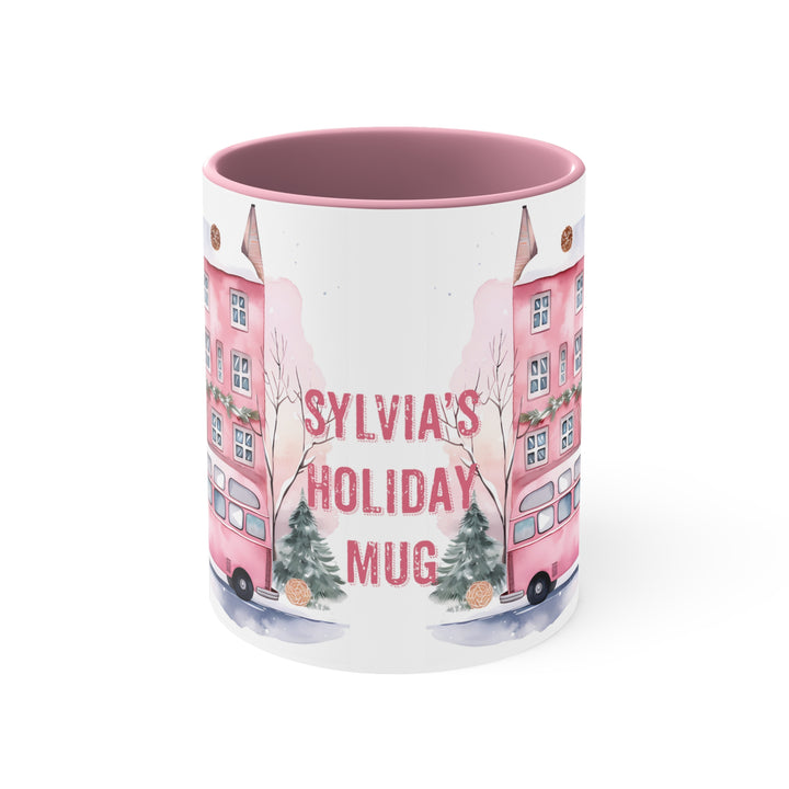Personalized 11oz Ceramic Coffee Mug City Chic Pink Holiday