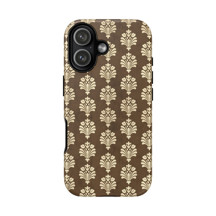 Traditional Batik Pattern Tough Phone Cases Personalizable - Brown Paisley
