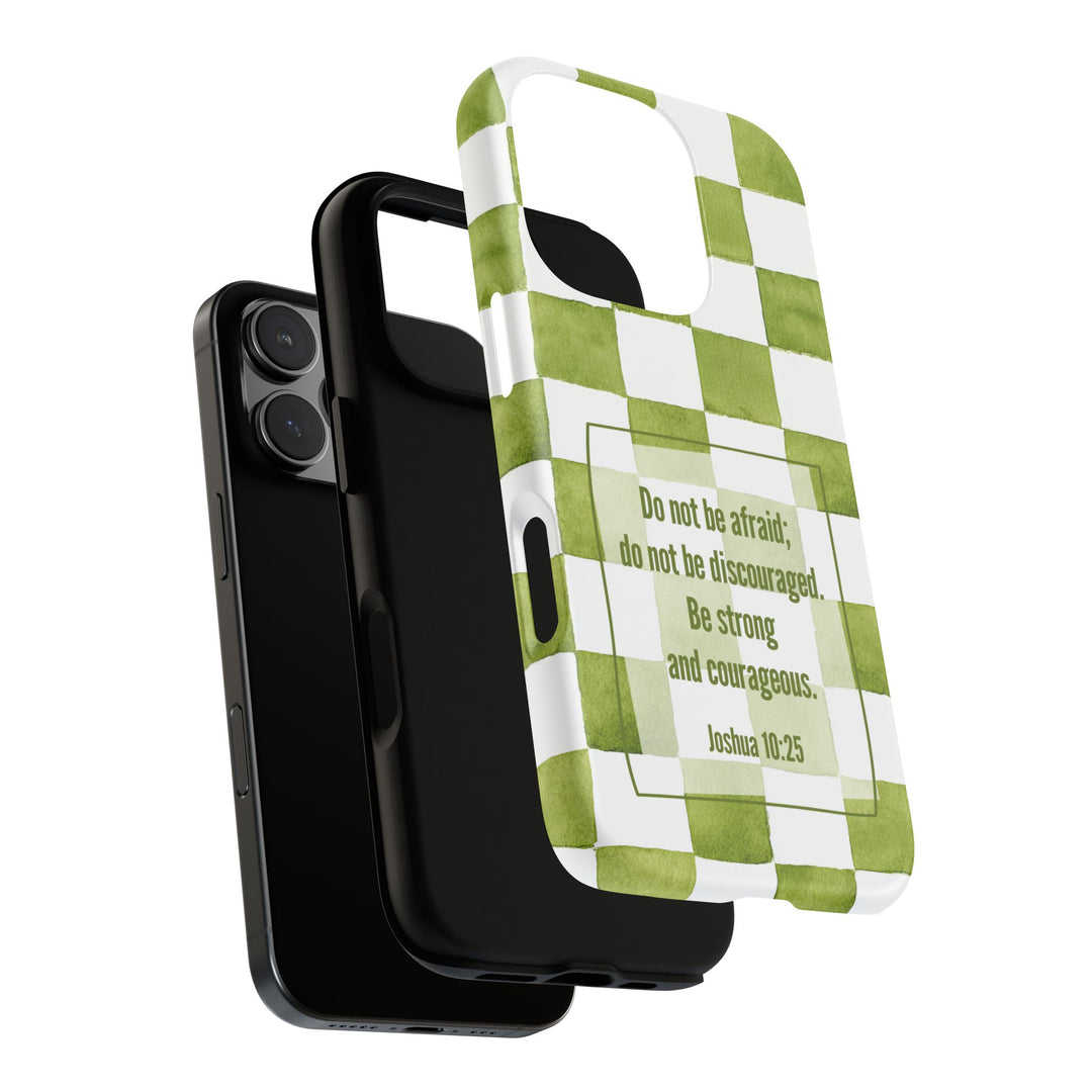 Personalized Tough Phone Case Green Checkered Pattern