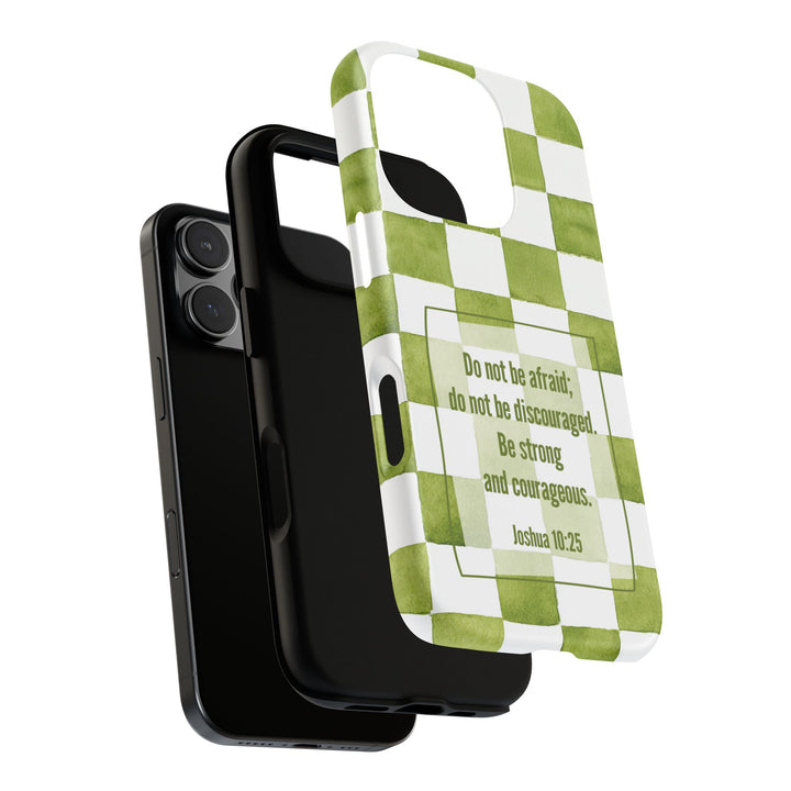 Personalized Tough Phone Case Green Checkered Pattern
