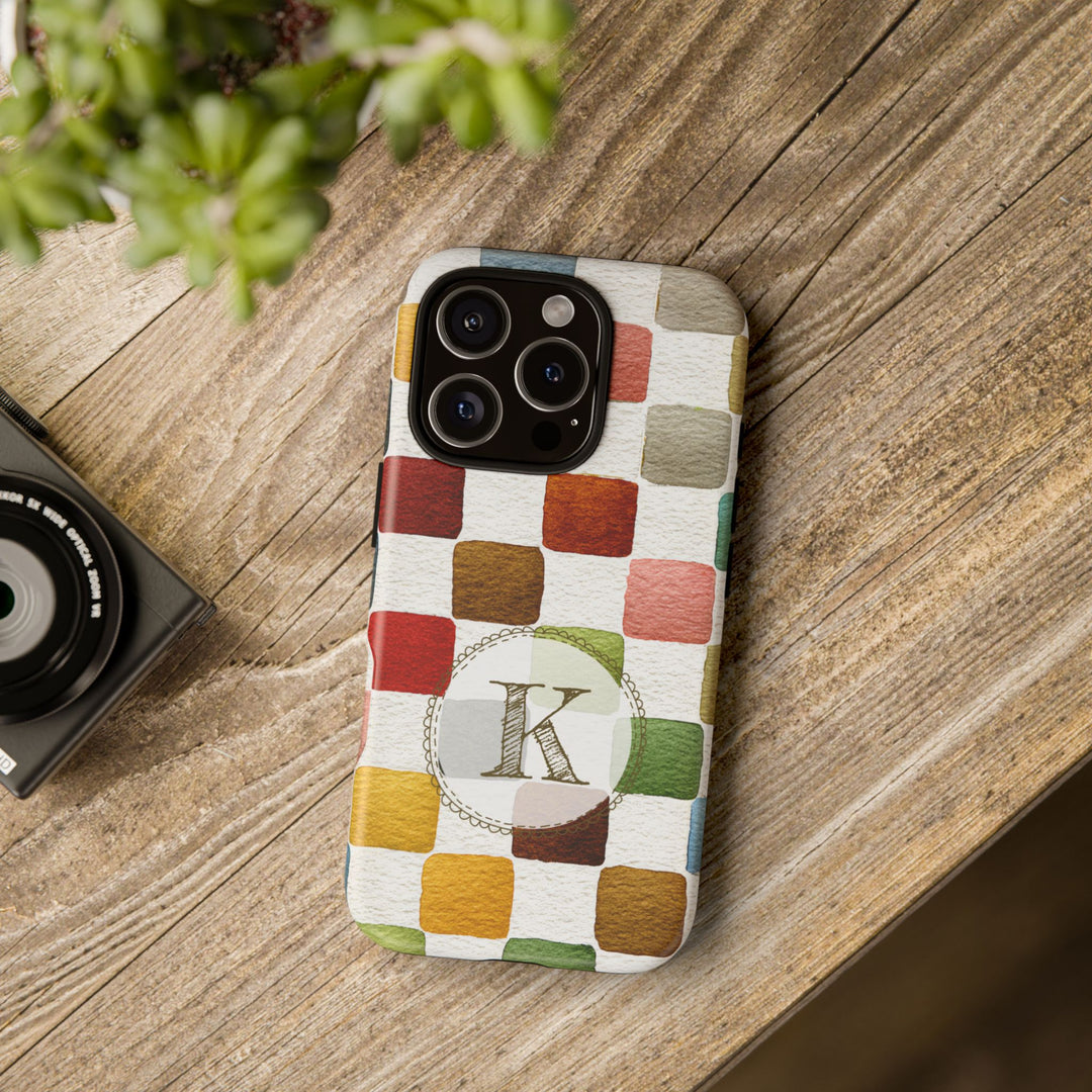 Personalized Tough Phone Case Multicolor Checkered Pattern