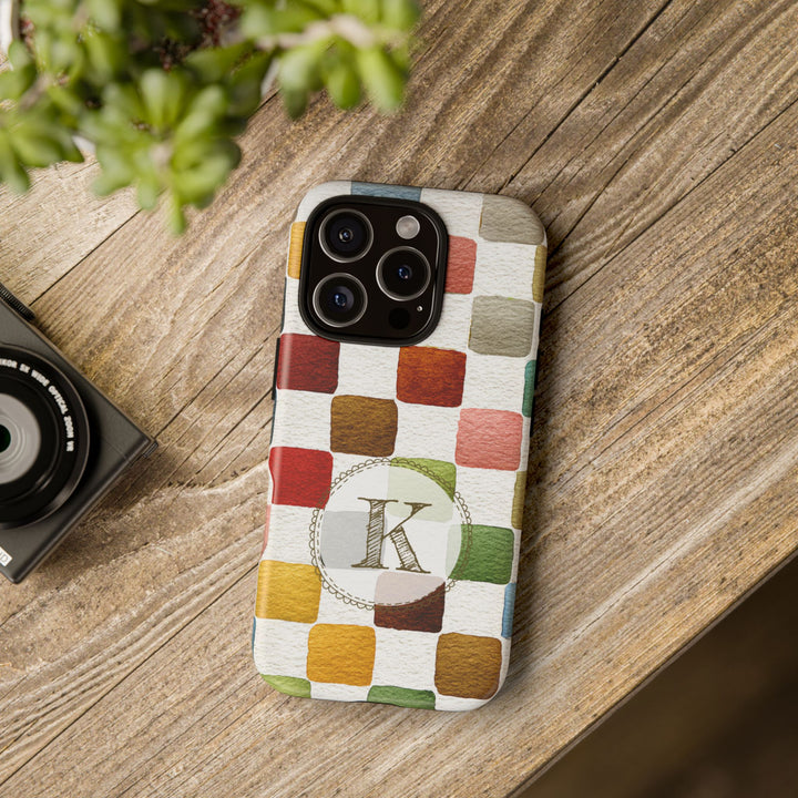 Personalized Tough Phone Case Multicolor Checkered Pattern