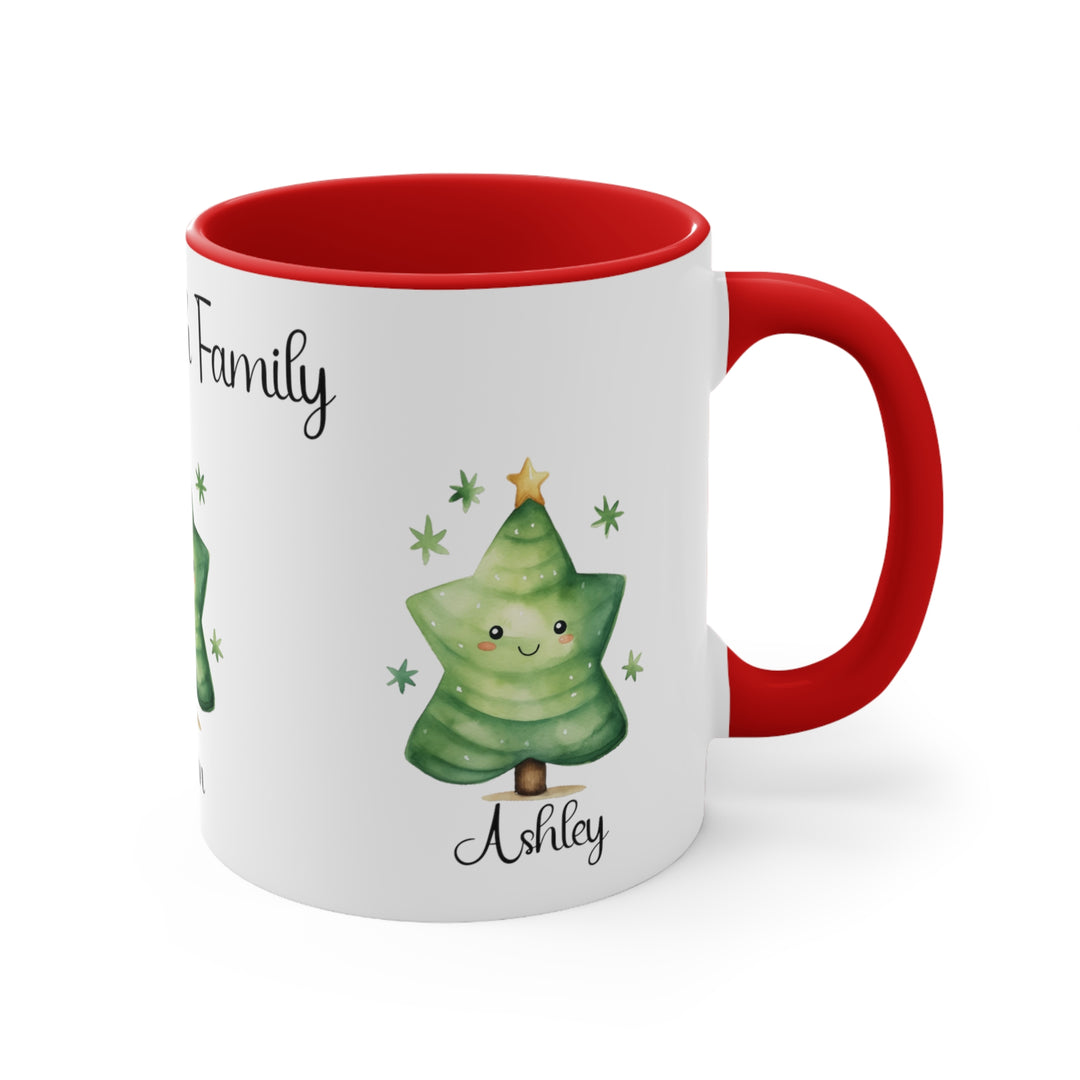 Personalized 11oz Ceramic Holiday Coffee Mug With Cute Christmas Tree Design