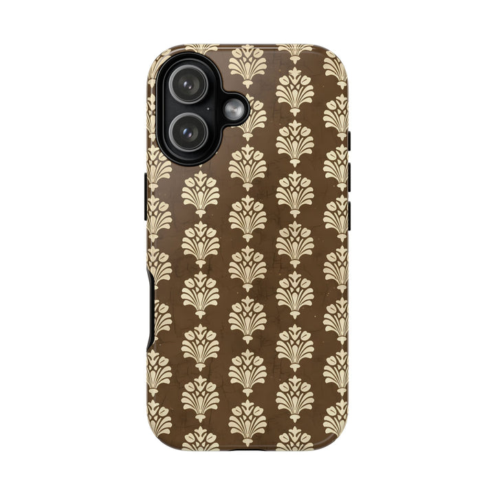 Traditional Batik Pattern Tough Phone Cases Personalizable - Brown Paisley