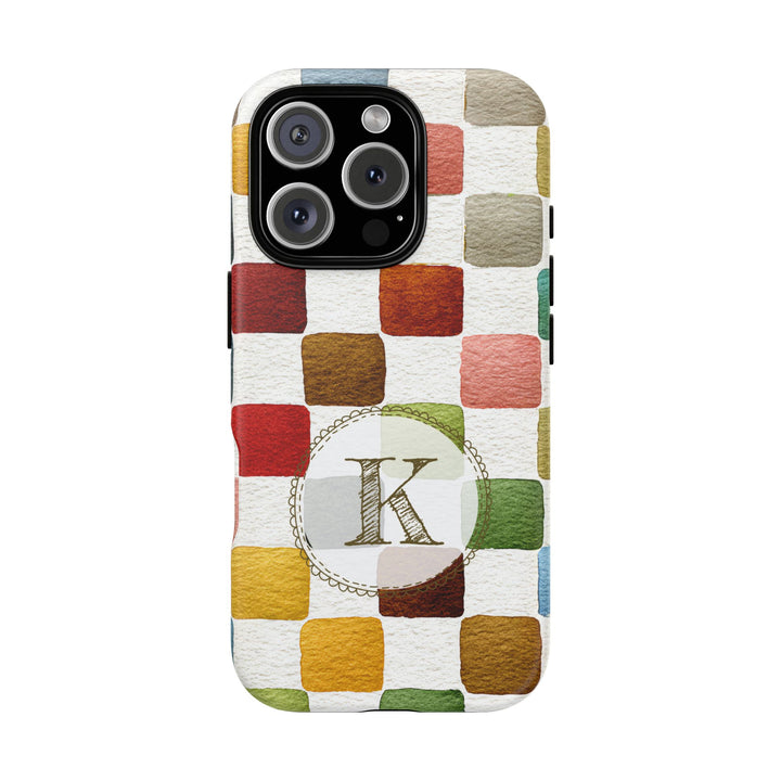 Personalized Tough Phone Case Multicolor Checkered Pattern