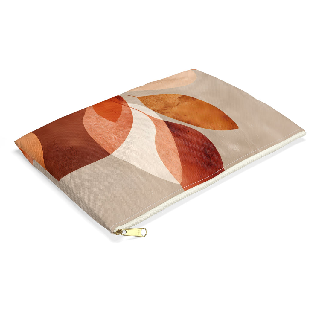 Abstract Print Makeup And Accessory Pouch -  Orange Floral