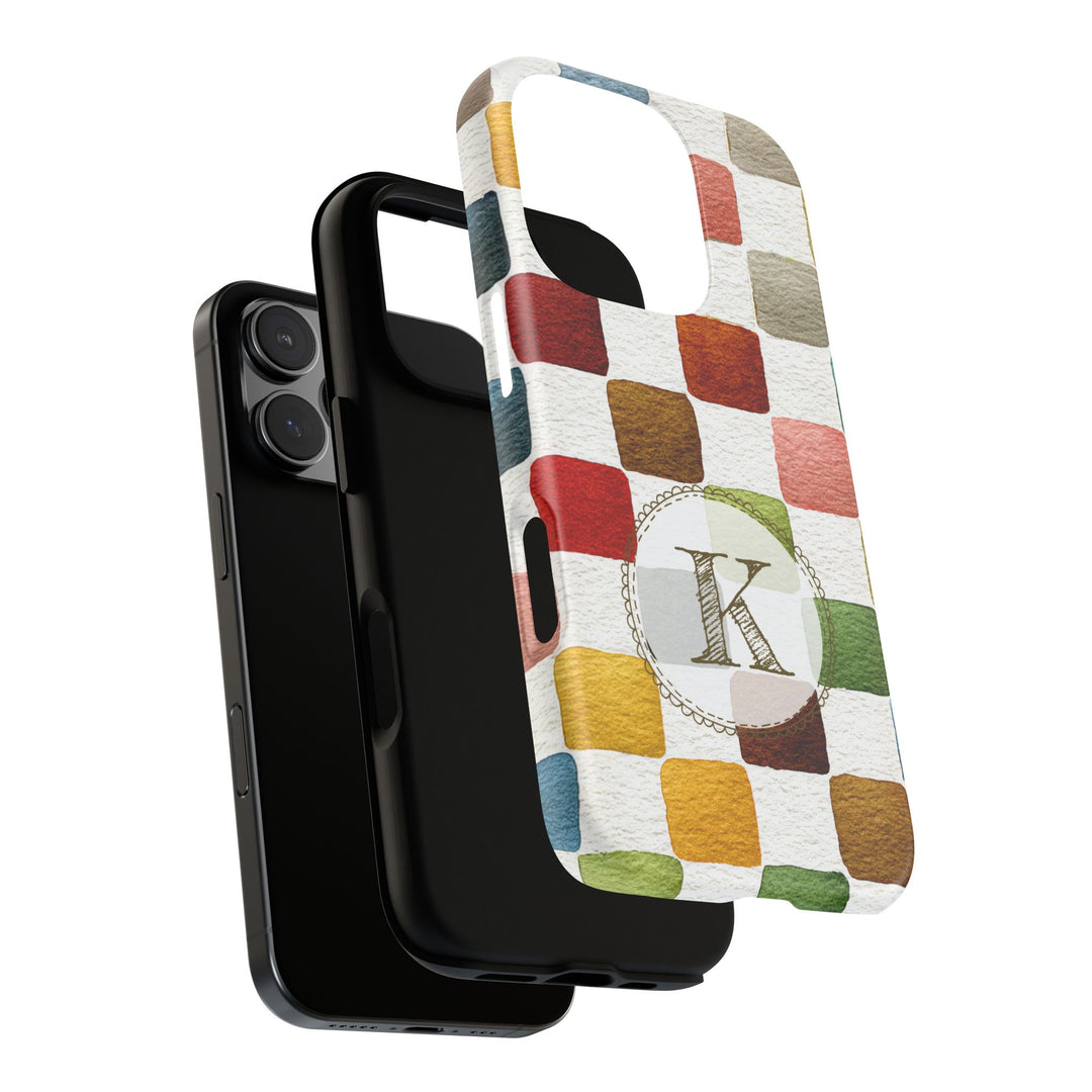 Personalized Tough Phone Case Multicolor Checkered Pattern
