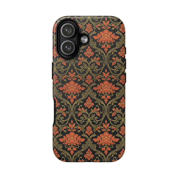 Traditional Batik Pattern Tough Phone Cases Personalizable - Orange Floral