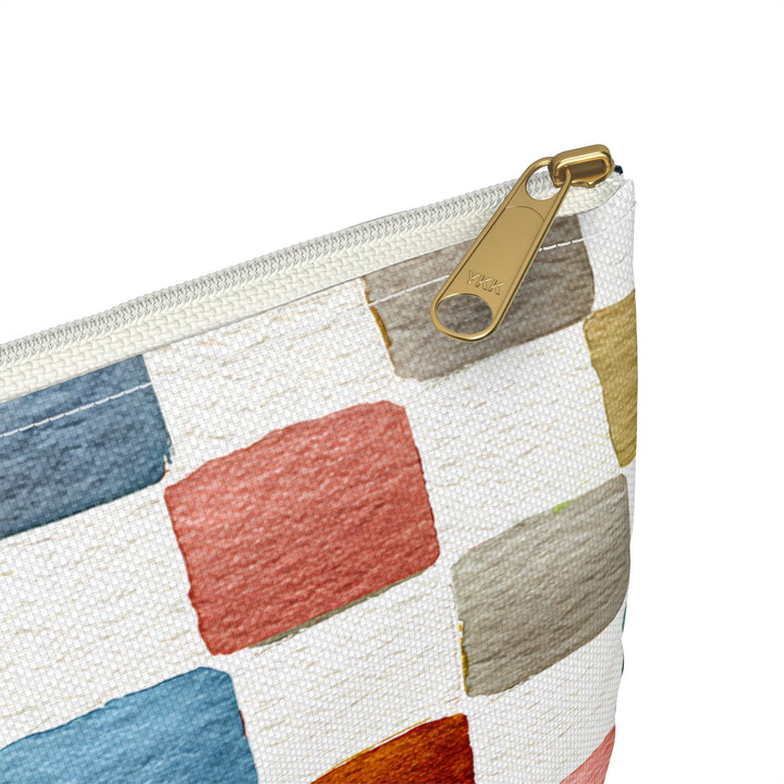 Multicolor Checkers Print Makeup And Accessory Pouch