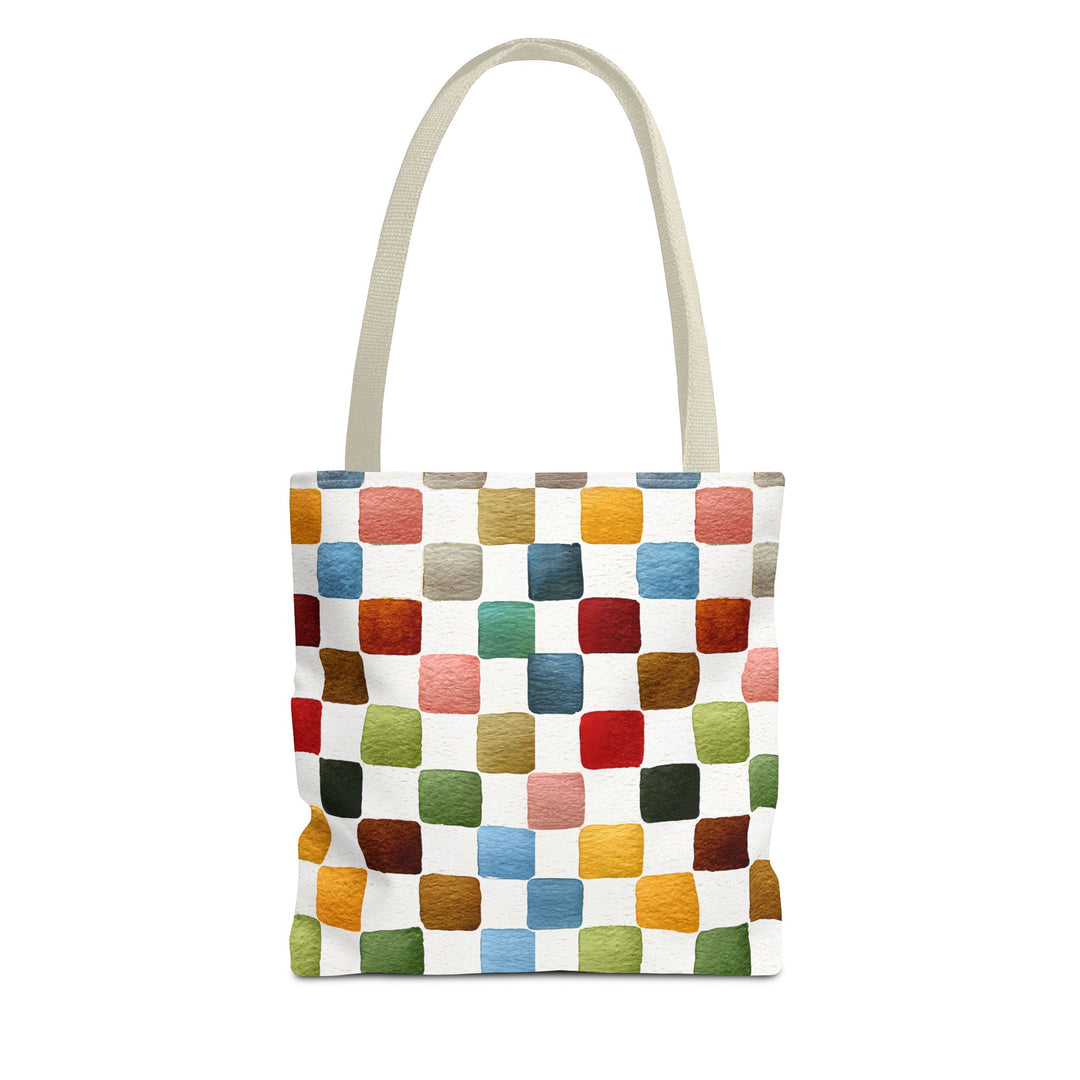 Multicolor Checkers Print Tote Bag