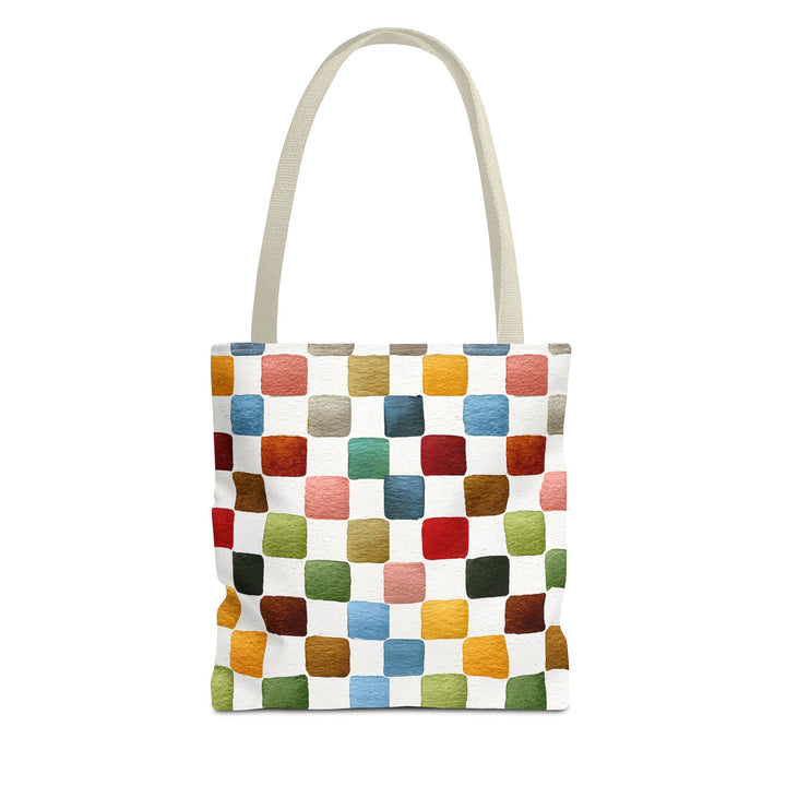 Multicolor Checkers Print Tote Bag