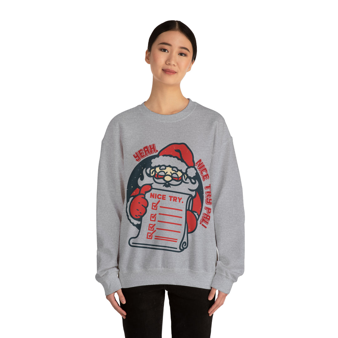 Unisex Heavy Blend™ Crewneck Sweatshirt, Santa's Nice Try List