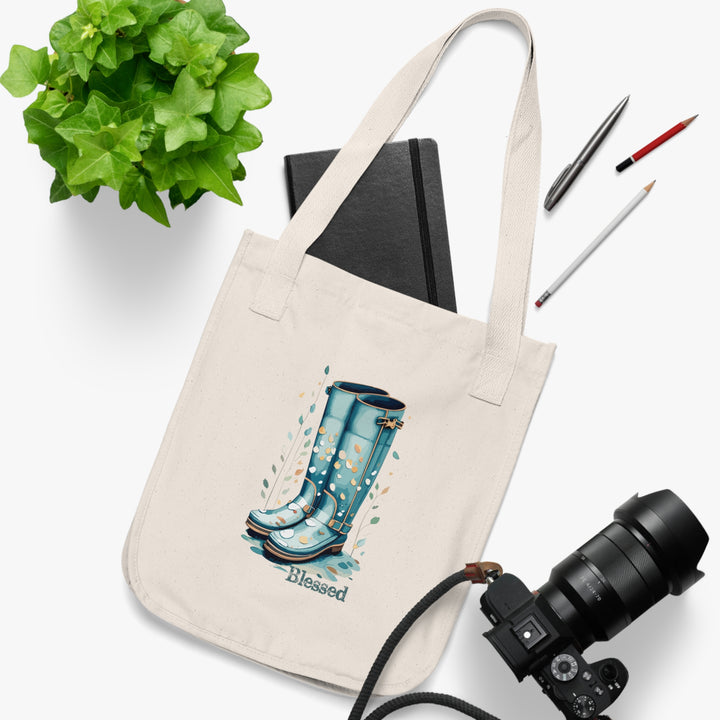 Blessed Blue Rain Boots Organic Canvas Tote