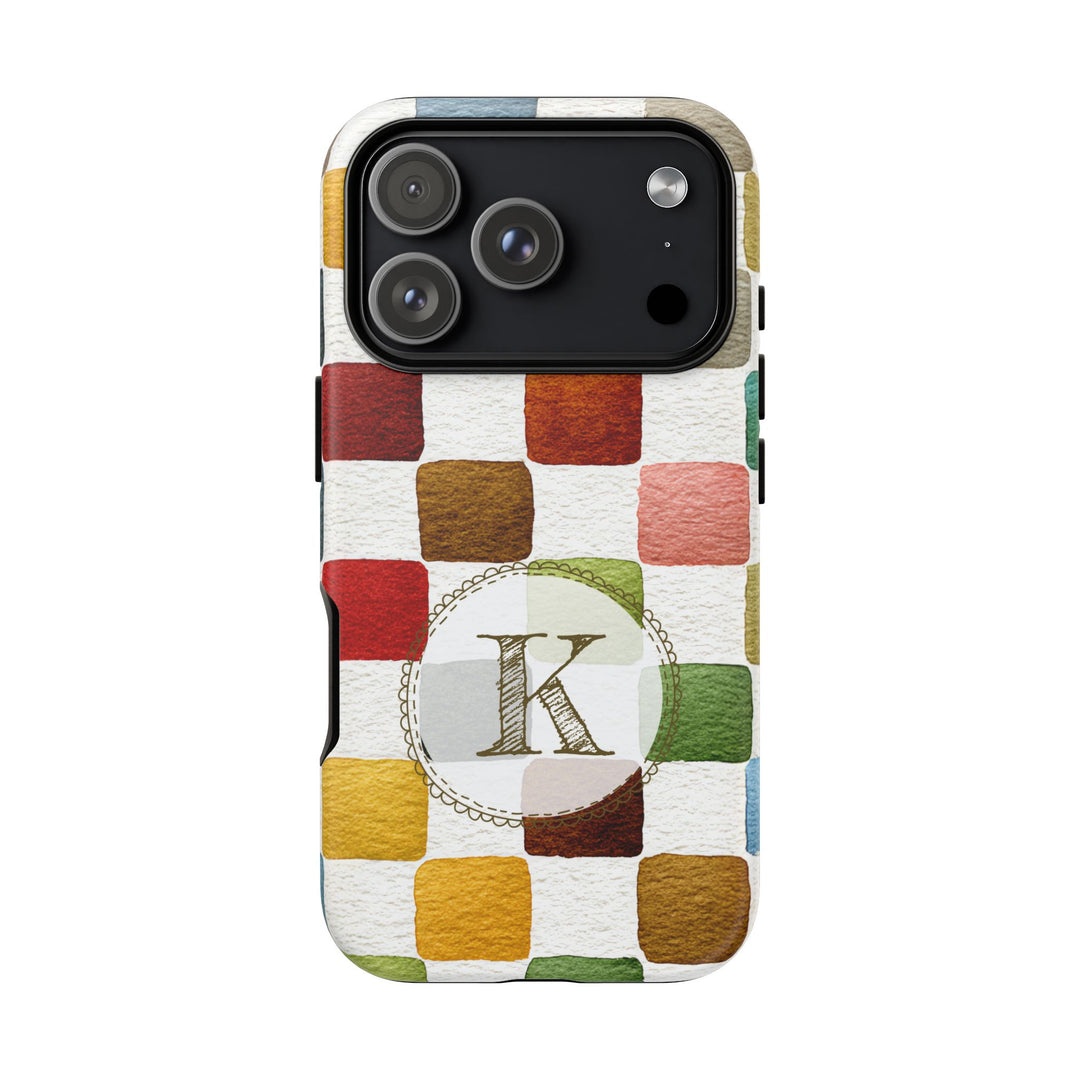 Personalized Tough Phone Case Multicolor Checkered Pattern