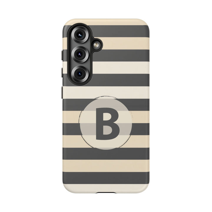 Personalized Tough Phone Case Brown Stripe Horizontal Design