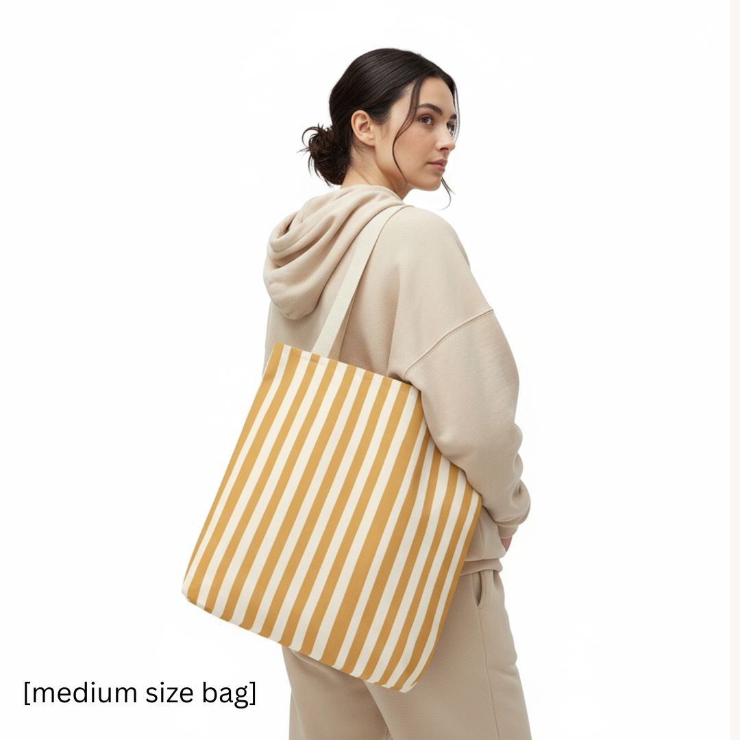 Yellow Stripes Print Tote Bag