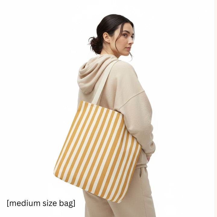 Yellow Stripes Print Tote Bag