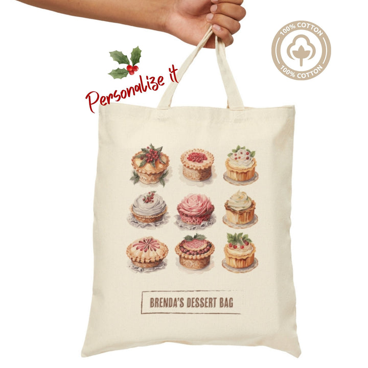 Personalized Cotton Canvas Tote Bag Pâtisserie de Noël Dessert Tote