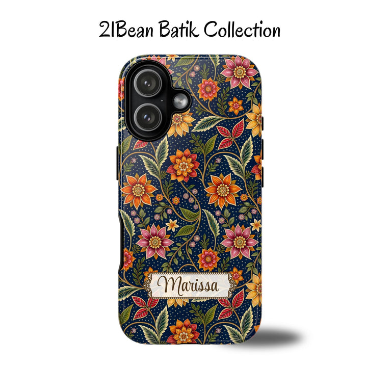 Modern Batik Pattern Tough Phone Cases Personalizable - Flower 7