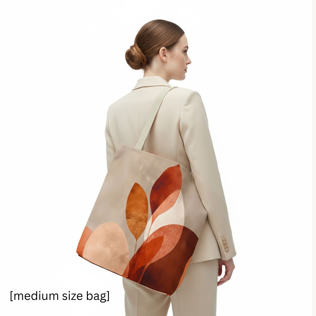 Abstract Print Tote Bag -   Orange Floral