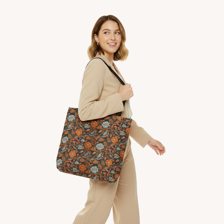 Modern Batik Print Tote Bag -  Orange Teal 2